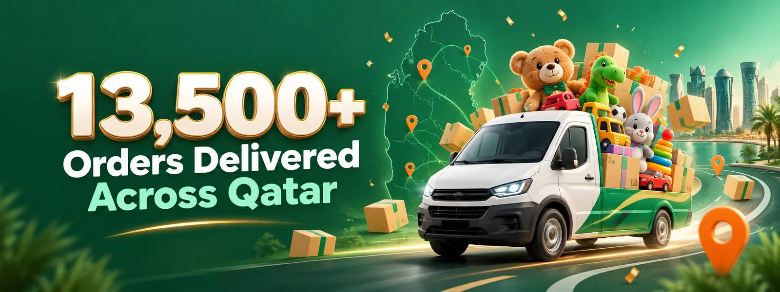 13,500 plus orders delivered across Qatar