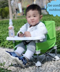foldable portable baby dining chair with plate safety harness kid beach chair camping child cozy feeding sofa seat chair outdoor
