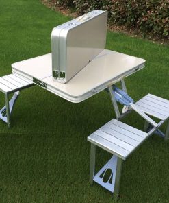 Outdoor Tourism Aluminium Alloy Folding Table Conjoined Desk Chair Portable Camping Picnic Barbecue Advertising Exhibition Desk