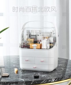 Hot Sale White Makeup organizer Portable drawer compartment Cosmetics storage box Waterproof large capacity make up organizer