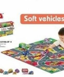 Small mat with soft vehicles for babies