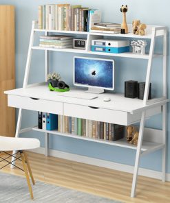 Simple Desk with Bookshelf Desk Combination