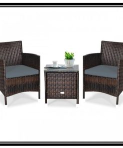 3 Pieces Patio Furniture Conversation Set with Coffee Table