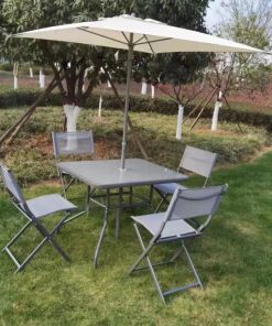4 chairs with roof table