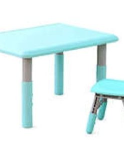 Adjustable table with 2 chairs and white board