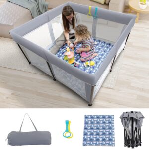 Foldable playpen with playmat