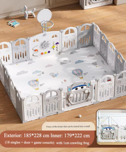 Folding playpen with playmat