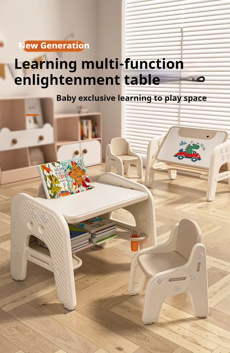 Kids Learning Desk with Chair – Adjustable Drawing Table