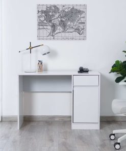 Writing Desk With Pedestal - white