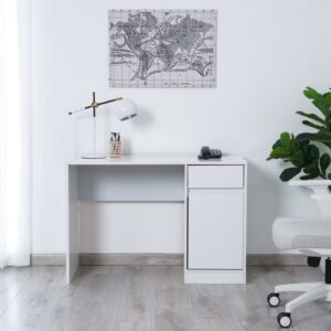 Writing Desk With Pedestal - white