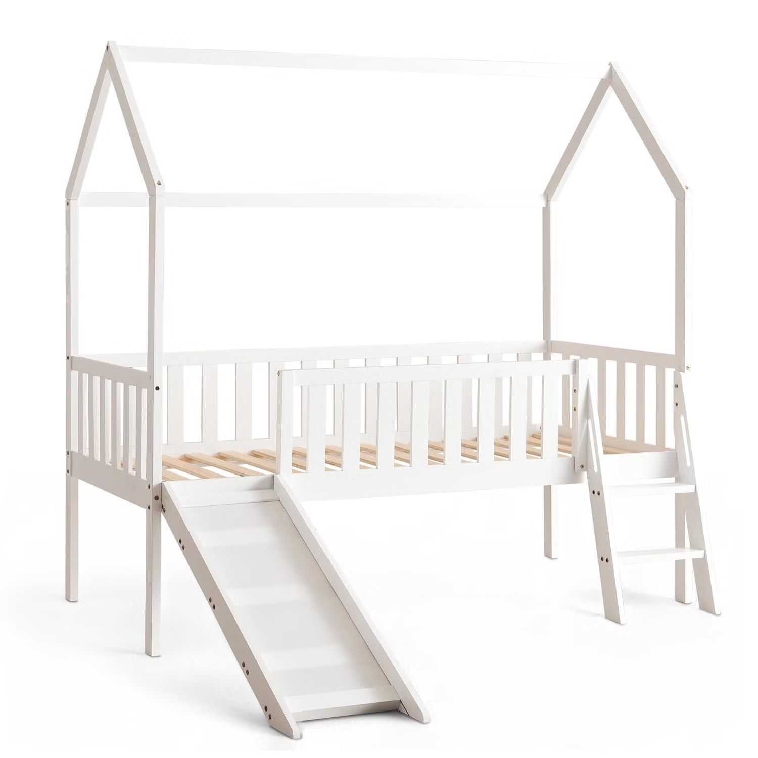 Kids Single Bed Witj Slide 90x190 cm - white - Image 7