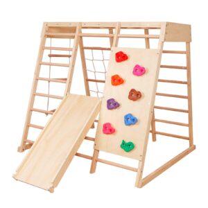 Wooden climbing frame