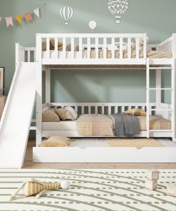 Bunk bed with pull bed for 3 kids